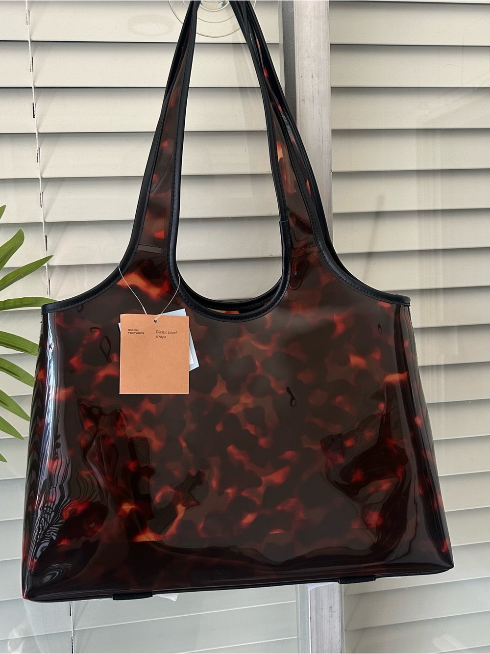 NEW Shade & Shore Tortoise Print Jelly Beach Tote Bag - Picture 2 of 7